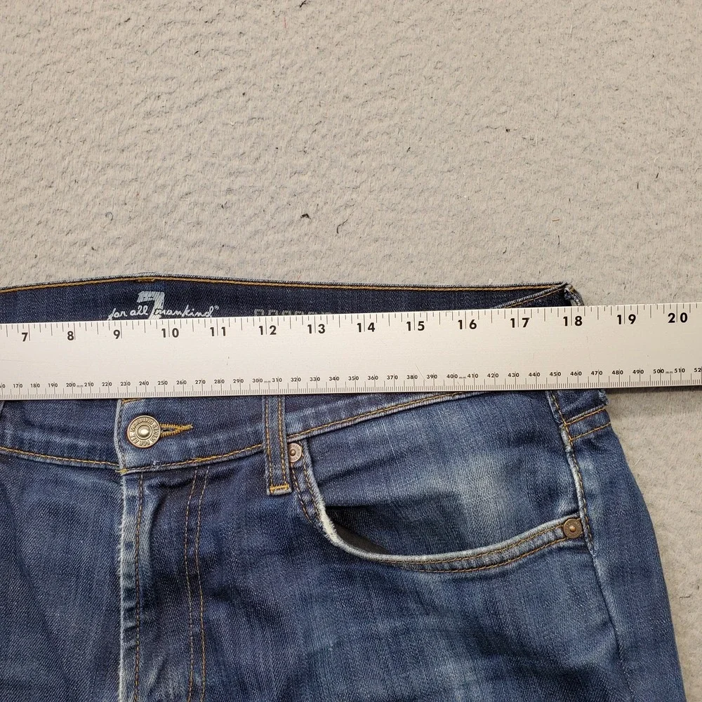 7 For All Mankind Carsen Jeans Mens 34 Blue Denim Distressed Modern Straight Leg